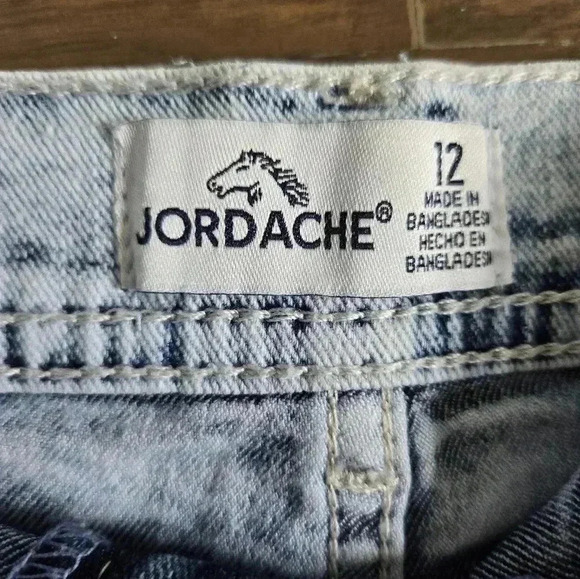 Jordache Girls Embroidered Stars Blue Denim Jean Shorts Size 12 Raw Hem - Picture 4 of 10